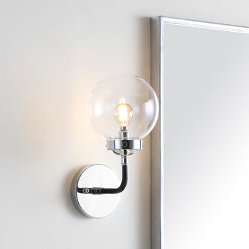 Caleb Brass Vanity Wall Sconce Clear - JONATHAN Y